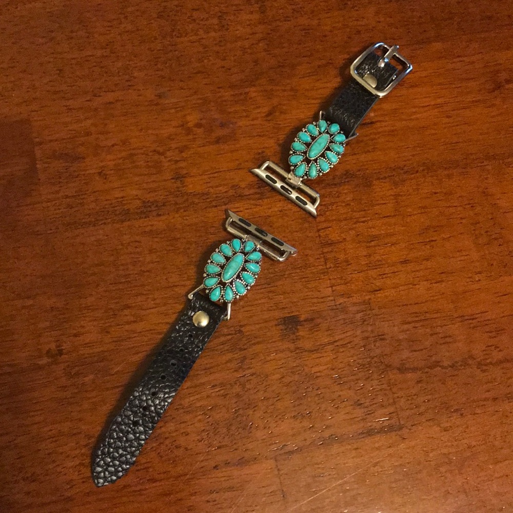 Black and Turquoise Western Apple Watch Band 38/40